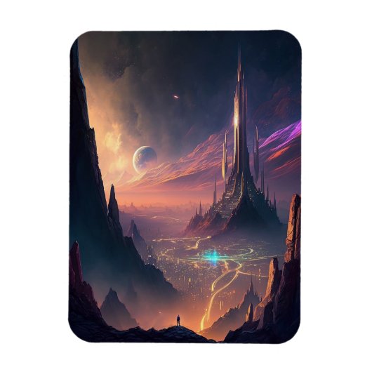 Science Fiction Futuristic City Magnet Magneet (Verticaal)