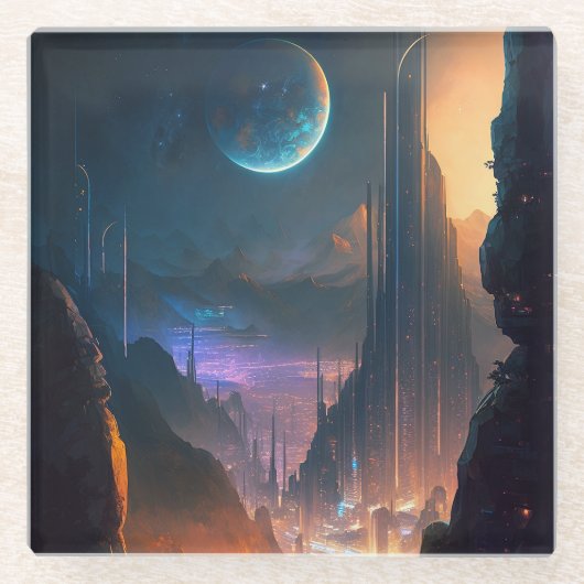 Science Fiction Futuristic City Onderzetter (Voorkant)