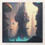 Science Fiction Futuristic City Onderzetter Glazen Onderzetter<br><div class="desc">Fantasy art producten van The Lunarium.</div>