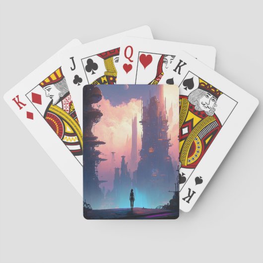 Science Fiction Futuristic City Pokerkaarten (Achterkant)