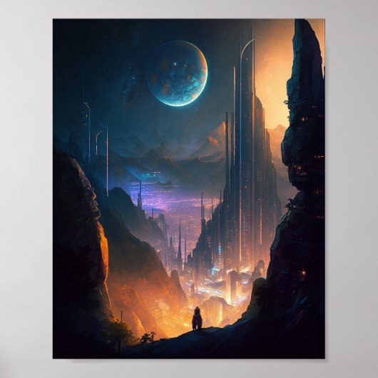 Science Fiction Futuristic City Poster (Voorkant)