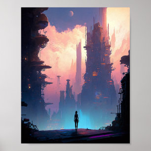 Science Fiction Futuristic City Poster