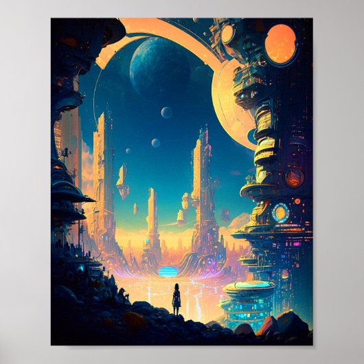 Science Fiction Futuristic City Poster (Voorkant)