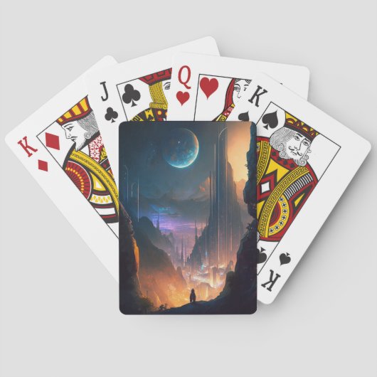 Science Fiction Futuristic City-speelkaarten Pokerkaarten (Achterkant)