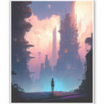 Science Fiction Futuristic City Sticker<br><div class="desc">Fantasy art producten van The Lunarium.</div>