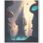 Science Fiction Futuristic City Sticker<br><div class="desc">Fantasy art producten van The Lunarium.</div>