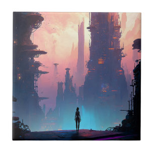 Science Fiction Futuristic City Tegeltje