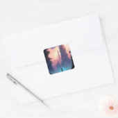 Science Fiction Futuristic City Vierkante Sticker (Envelop)