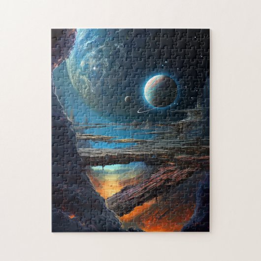 Science Fiction Futuristic Outer Space City Legpuzzel (Verticaal)