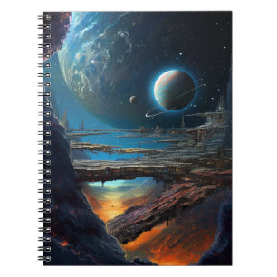 Science Fiction Futuristic Outer Space City Notitieboek