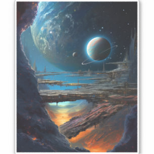 Science Fiction Futuristic Outer Space City Sticker