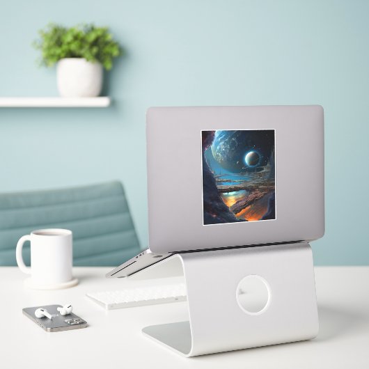 Science Fiction Futuristic Outer Space City Sticker (Laptop op bureau)