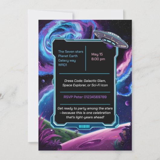 science fiction partij Sci Fi Galactic 45th Kaart (Achterkant)