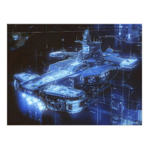 Science Fiction Ship Blauwdruk Foto Afdruk