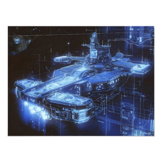 Science Fiction Ship Blauwdruk Foto Afdruk (Voorkant)