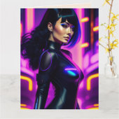 SCIENCE FICTION SKINTIGHT LEATHER VROUW BIRTHDAY C KAART (Gele Bloem)