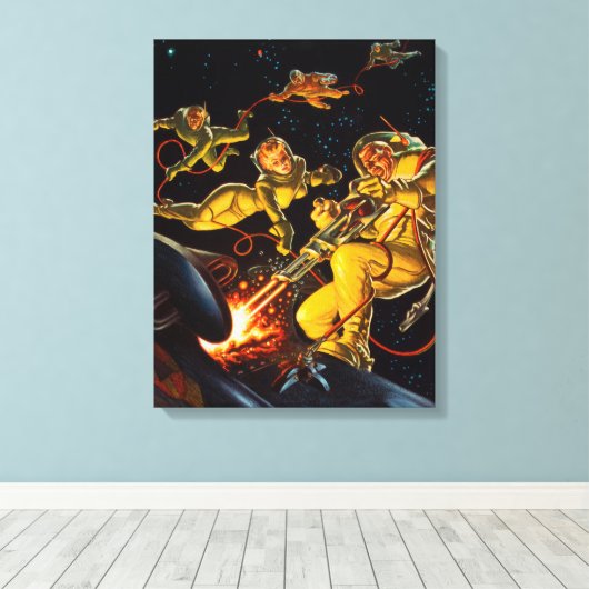  Science Fiction Space Walk Astronauten Canvas Afdruk (Insitu (Houten vloer))