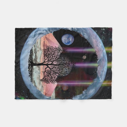 Science Fiction Tree of Life Fleece Deken (Voorkant (Horizontaal))