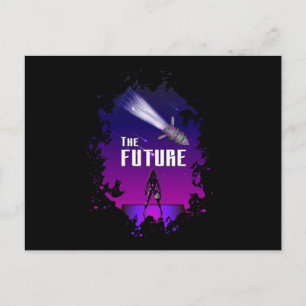 Science Fiction Ufo Space Alien Rocket Funny Gift Briefkaart