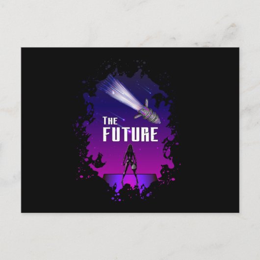 Science Fiction Ufo Space Alien Rocket Funny Gift Briefkaart (Voorkant)