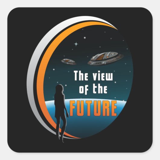 Science Fiction Ufo Space Alien Sci-Fi Funny Gift Vierkante Sticker (Voorkant)