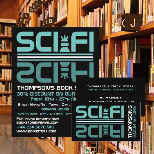 Science-Fictionlogo, Boekwinkelreclame Flyer