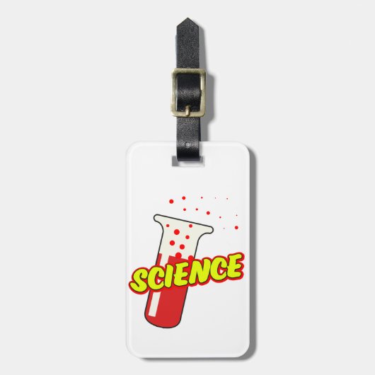 Science Flask Cartoon Bagagelabel (Voorkant verticaal)