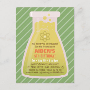 Science Flask Kids Birthday Party Invitations Kaart
