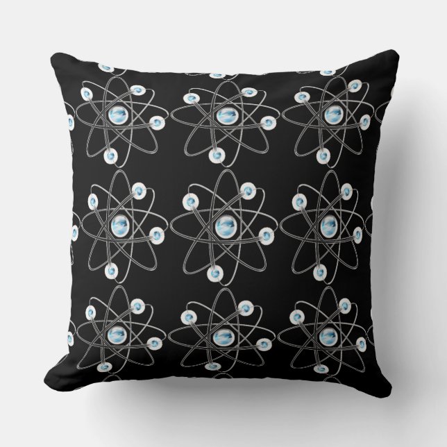 Science Geek Atom Symbool Black Sierkussen (Voorkant)