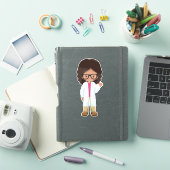 Science Girl, Latina Girl, Cute Girl, Scientist Sticker (iPad Cover)