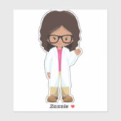 Science Girl, Latina Girl, Cute Girl, Scientist Sticker (Vel)