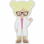 Science Girl, Scientist, Cute Girl, Blonde Hair Sticker (Voorkant)