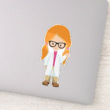 Science Girl, Scientist, Cute Girl, Oranje Hair