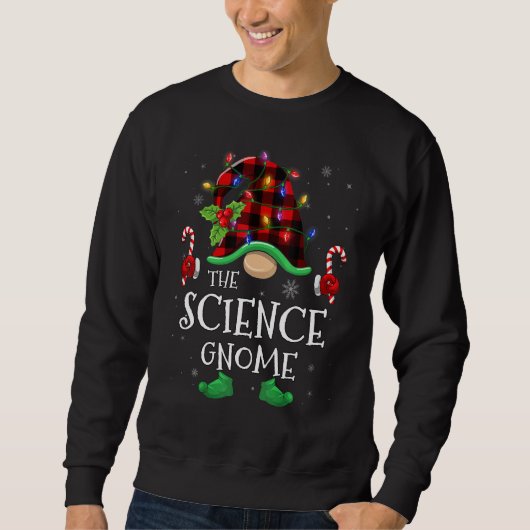Science Gnome Buffalo Plaid Matching Family Christ Trui (Voorkant)