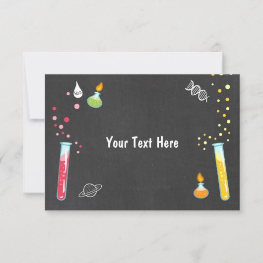 Science Insert card Science Party Experiment RSVP Kaartje (Voorkant)