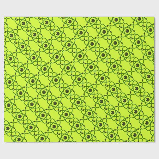 Science is Cool Neon Green Chemistry Atomic Design Cadeaupapier (Vlak)