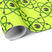 Science is Cool Neon Green Chemistry Atomic Design Cadeaupapier (Rol Hoek)