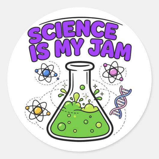 Science Is My Jam Lab Fun Ronde Sticker (Voorkant)