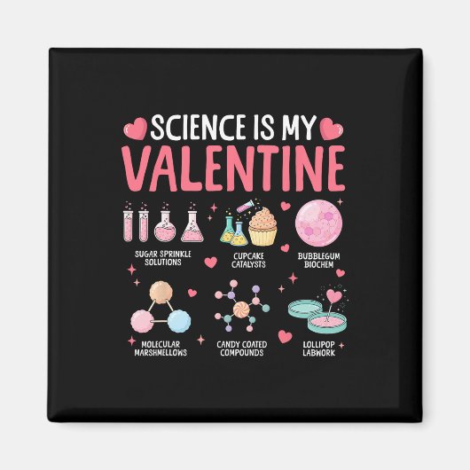 Science Is My Valentine Stem Love Chemistry Hearts Magneet (Voorkant)