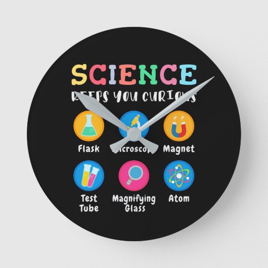Science keeps you curious ronde klok (Voorkant)