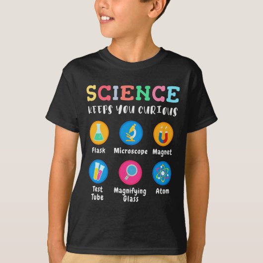 Science keeps you curious t-shirt (Voorkant)