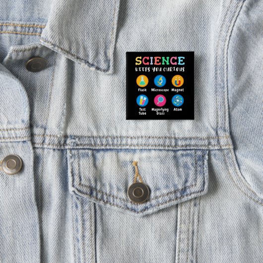 Science keeps you curious vierkante button 5,1 cm (In situ)