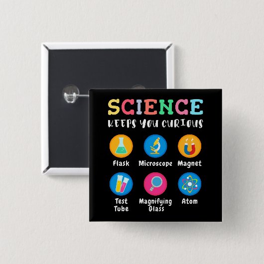 Science keeps you curious vierkante button 5,1 cm (Voorkant /achterkant)