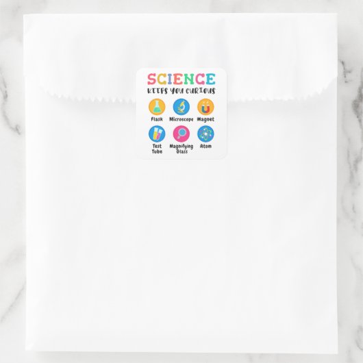 Science keeps you curious vierkante sticker (Tas)