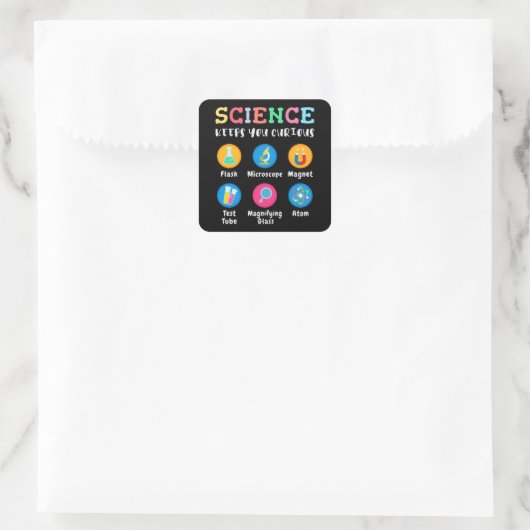 Science keeps you curious vierkante sticker (Tas)