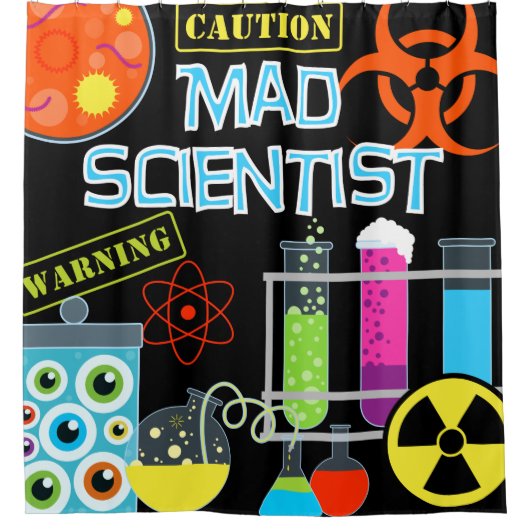 Science Lab Mad Scientist Kinder Shower Curtain Douchegordijn (Voorkant)