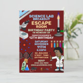 Science Lab Theme Escape Room, Birthday Party Kaart (Staand voorkant)