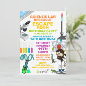 Science Lab Theme Escape Room, Birthday Party Kaart (Staand voorkant)