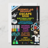 Science Lab Theme Escape Room, Birthday Party Kaart (Voorkant)