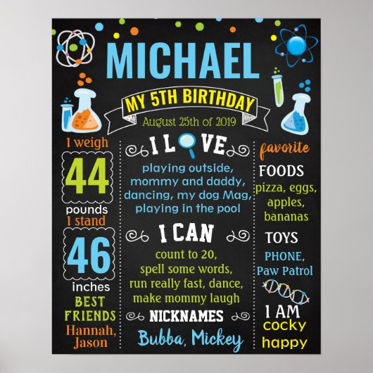 Science Mad Scientist Birthday-alkboard Poster (Voorkant)